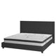 Black,King |#| King Tufted Platform Bed in Black Fabric with 10 Inch Pocket Spring Mattress