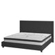 Black,King |#| King Tufted Platform Bed in Black Fabric with 10 Inch Pocket Spring Mattress