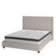 Beige,Full |#| Full Tufted Platform Bed in Beige Fabric with 10 Inch Pocket Spring Mattress