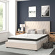 Beige,Full |#| Full Tufted Platform Bed in Beige Fabric with 10 Inch Pocket Spring Mattress