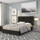 Black,Full |#| Full Size Tufted Black Fabric Platform Bed w/ Accent Nail Trimmed Extended Sides