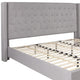 Light Gray,King |#| King Size Tufted Lt Gray Fabric Platform Bed w/ Accent Nail Trim Extended Sides