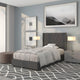 Dark Gray,Twin |#| Twin Size Tufted Dk Gray Fabric Platform Bed w/ Accent Nail Trim Extended Sides