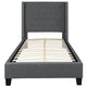 Dark Gray,Twin |#| Twin Size Tufted Dk Gray Fabric Platform Bed w/ Accent Nail Trim Extended Sides