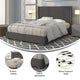 Dark Gray,Queen |#| Queen Size Tufted Dk Gray Fabric Platform Bed w/Accent Nail Trim Extended Sides