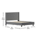 Dark Gray,Queen |#| Queen Size Tufted Dk Gray Fabric Platform Bed w/Accent Nail Trim Extended Sides