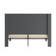 Dark Gray,Queen |#| Queen Size Tufted Dk Gray Fabric Platform Bed w/Accent Nail Trim Extended Sides