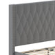 Dark Gray,Queen |#| Queen Size Tufted Dk Gray Fabric Platform Bed w/Accent Nail Trim Extended Sides