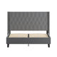 Dark Gray,Queen |#| Queen Size Tufted Dk Gray Fabric Platform Bed w/Accent Nail Trim Extended Sides