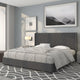 Dark Gray,King |#| King Size Tufted Dk Gray Fabric Platform Bed w/ Accent Nail Trim Extended Sides