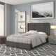 Dark Gray,Full |#| Full Size Tufted Dk Gray Fabric Platform Bed w/ Accent Nail Trim Extended Sides