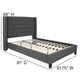 Dark Gray,Full |#| Full Size Tufted Dk Gray Fabric Platform Bed w/ Accent Nail Trim Extended Sides
