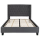 Dark Gray,Full |#| Full Size Tufted Dk Gray Fabric Platform Bed w/ Accent Nail Trim Extended Sides