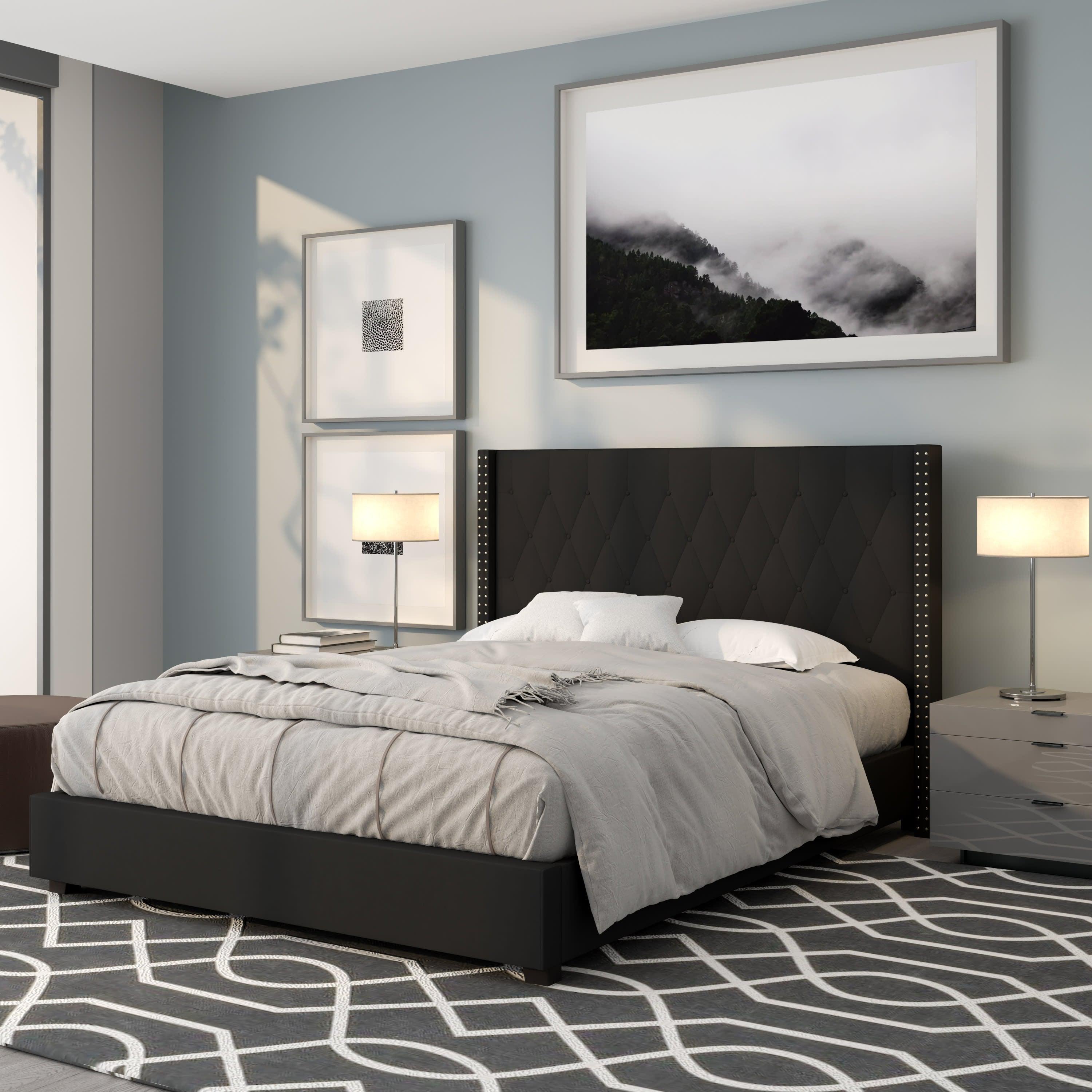 Ellington tufted upholstered platform sale bed