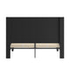 Black,Queen |#| Queen Size Tufted Black Fabric Platform Bed w/Accent Nail Trimmed Extended Sides