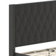 Black,Queen |#| Queen Size Tufted Black Fabric Platform Bed w/Accent Nail Trimmed Extended Sides