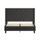 Black,Queen |#| Queen Size Tufted Black Fabric Platform Bed w/Accent Nail Trimmed Extended Sides