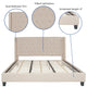 Beige,King |#| King Size Tufted Beige Fabric Platform Bed w/ Accent Nail Trimmed Extended Sides