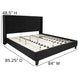 Black,King |#| King Size Tufted Black Fabric Platform Bed w/ Accent Nail Trimmed Extended Sides