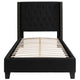 Black,Twin |#| Twin Size Tufted Black Fabric Platform Bed w/ Accent Nail Trimmed Extended Sides