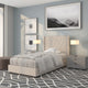 Beige,Twin |#| Twin Size Tufted Beige Fabric Platform Bed w/ Accent Nail Trimmed Extended Sides