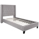 Light Gray,Twin |#| Twin Size Tufted Lt Gray Fabric Platform Bed w/ Accent Nail Trim Extended Sides