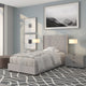 Light Gray,Twin |#| Twin Size Tufted Lt Gray Fabric Platform Bed w/ Accent Nail Trim Extended Sides