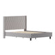 Light Gray,Queen |#| Queen Size Tufted Lt Gray Fabric Platform Bed w/Accent Nail Trim Extended Sides