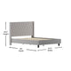 Light Gray,Queen |#| Queen Size Tufted Lt Gray Fabric Platform Bed w/Accent Nail Trim Extended Sides