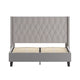 Light Gray,Queen |#| Queen Size Tufted Lt Gray Fabric Platform Bed w/Accent Nail Trim Extended Sides