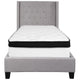 Light Gray,Twin |#| Twin Size Tufted Light Gray Fabric Platform Bed with Accent Nail Trim & Mattress