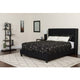 Black,Queen |#| Queen Size Tufted Black Fabric Platform Bed with Accent Nail Trim & Mattress