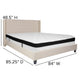 Beige,King |#| King Size Tufted Beige Fabric Platform Bed with Accent Nail Trim & Mattress