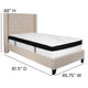 Beige,Twin |#| Twin Size Tufted Beige Fabric Platform Bed with Accent Nail Trim & Mattress