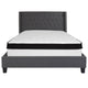 Dark Gray,Queen |#| Queen Size Tufted Dk Gray Fabric Platform Bed with Accent Nail Trim & Mattress