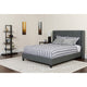 Dark Gray,Twin |#| Twin Size Tufted Dark Gray Fabric Platform Bed with Accent Nail Trim & Mattress