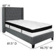 Dark Gray,Twin |#| Twin Size Tufted Dark Gray Fabric Platform Bed with Accent Nail Trim & Mattress