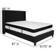 Black,Full |#| Full Size Tufted Black Fabric Platform Bed with Accent Nail Trim & Mattress