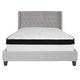 Light Gray,Queen |#| Queen Size Tufted Lt Gray Fabric Platform Bed with Accent Nail Trim & Mattress