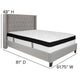 Light Gray,Full |#| Full Size Tufted Light Gray Fabric Platform Bed with Accent Nail Trim & Mattress