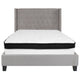 Light Gray,Full |#| Full Size Tufted Light Gray Fabric Platform Bed with Accent Nail Trim & Mattress