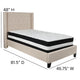 Beige,Twin |#| Twin Size Tufted Beige Fabric Platform Bed with Accent Nail Trim & Mattress