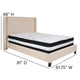 Beige,Full |#| Full Size Tufted Beige Fabric Platform Bed with Accent Nail Trim & Mattress