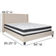 Beige,King |#| King Size Tufted Beige Fabric Platform Bed with Accent Nail Trim & Mattress