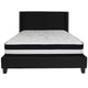 Black,Queen |#| Queen Size Tufted Black Fabric Platform Bed with Accent Nail Trim & Mattress