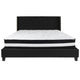 Black,King |#| King Size Tufted Black Fabric Platform Bed with Accent Nail Trim & Mattress