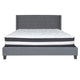 Dark Gray,King |#| King Size Tufted Dark Gray Fabric Platform Bed with Accent Nail Trim & Mattress