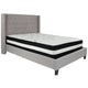 Light Gray,Full |#| Full Size Tufted Light Gray Fabric Platform Bed with Accent Nail Trim & Mattress