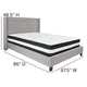 Light Gray,Queen |#| Queen Size Tufted Lt Gray Fabric Platform Bed with Accent Nail Trim & Mattress