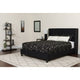 Black,Full |#| Full Size Tufted Black Fabric Platform Bed with Accent Nail Trim & Mattress